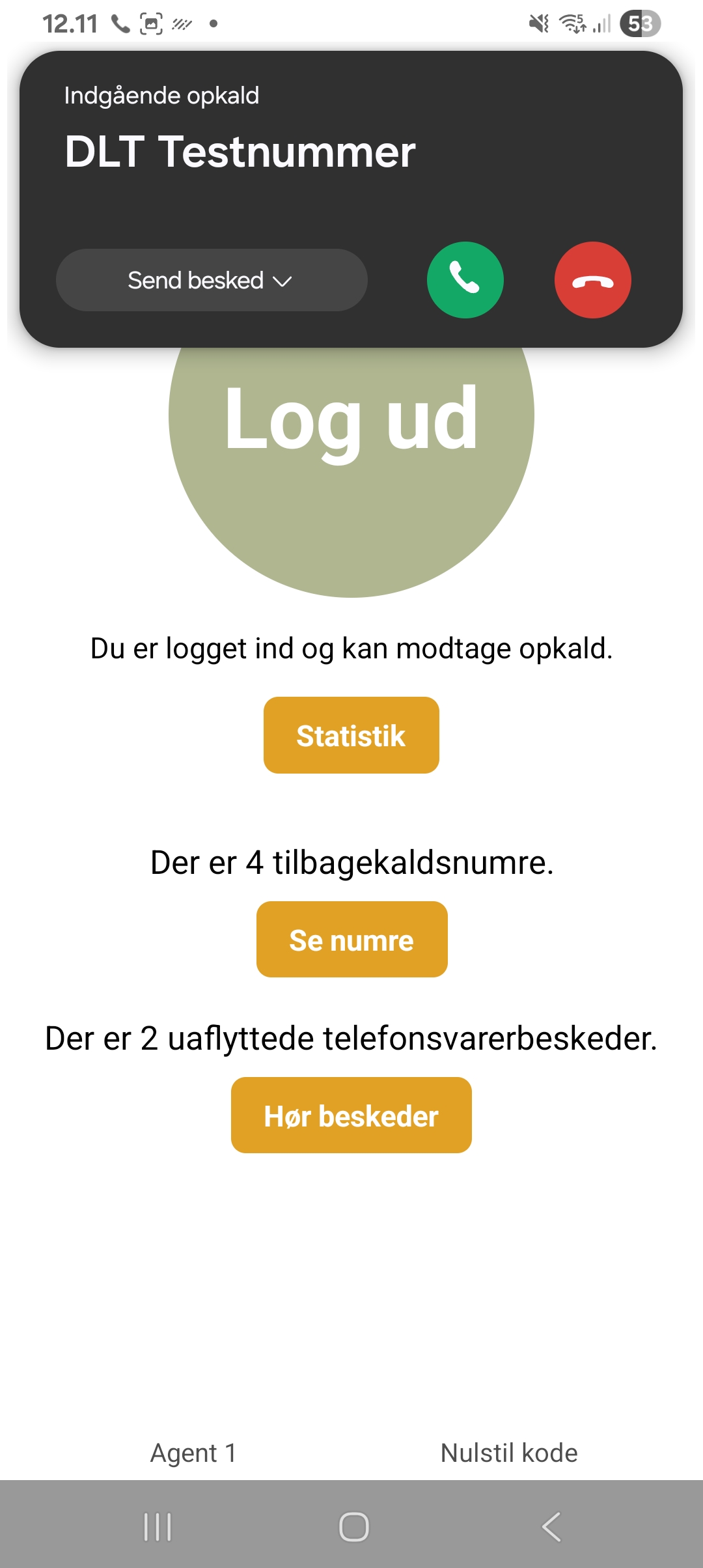 Indgående opkald fra DLT