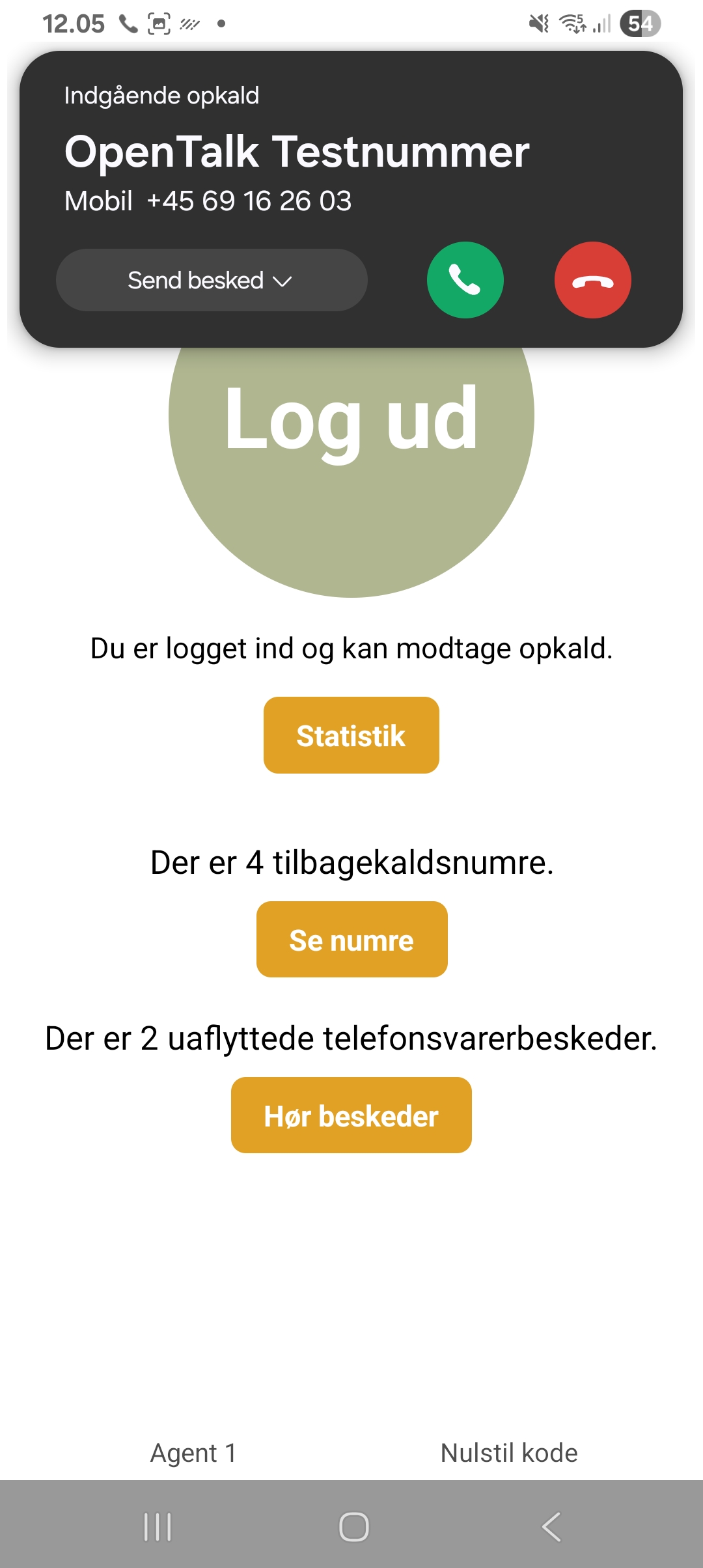 Indgående opkald fra OpenTalk